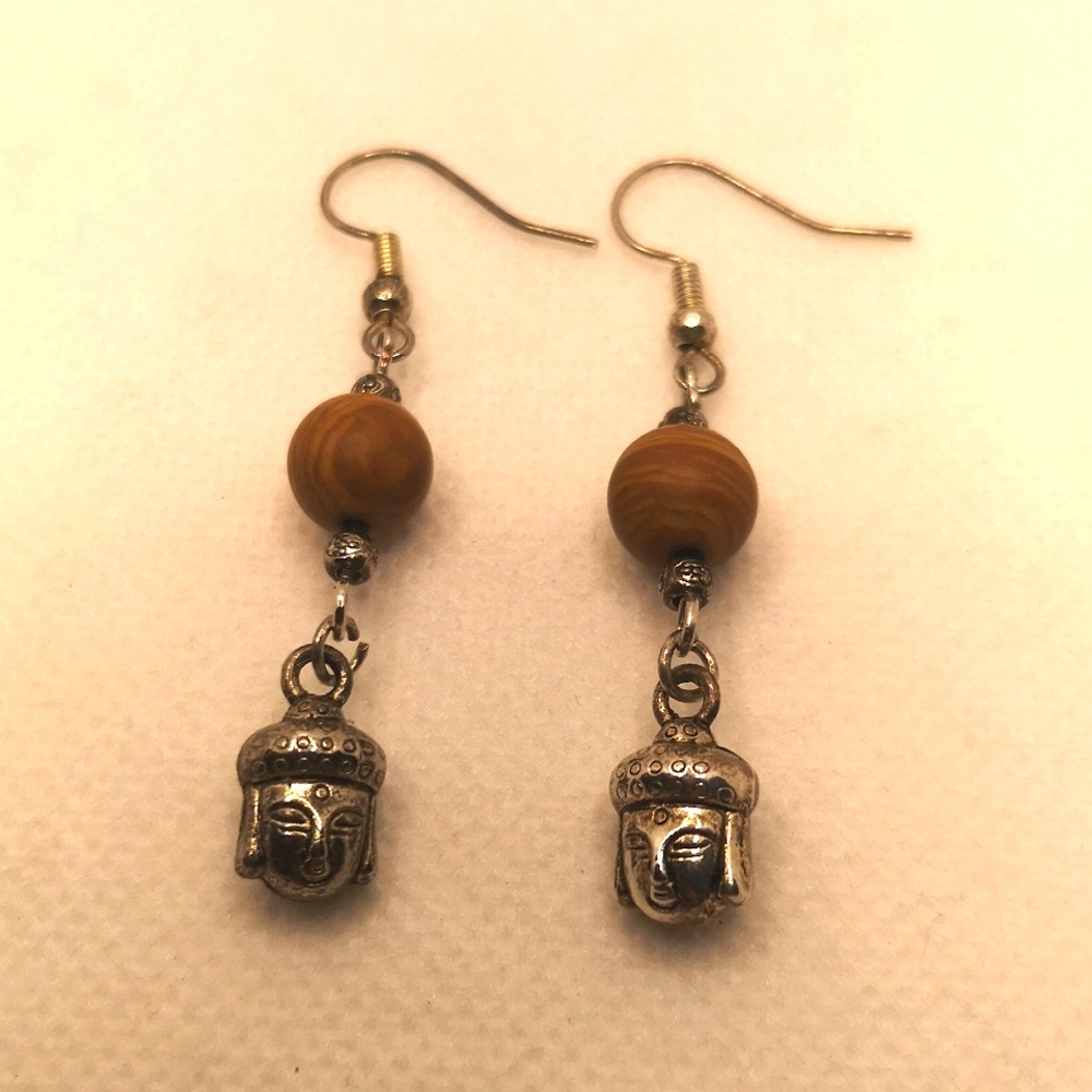Budda head drop earrings
